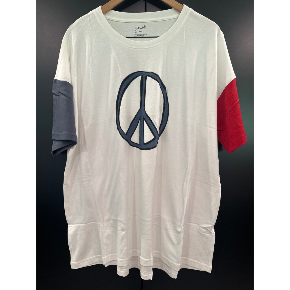 Goumi Peace Sign‎ Oversized Graphic Tee Bamboo Cotton White XS/S Will Fit L